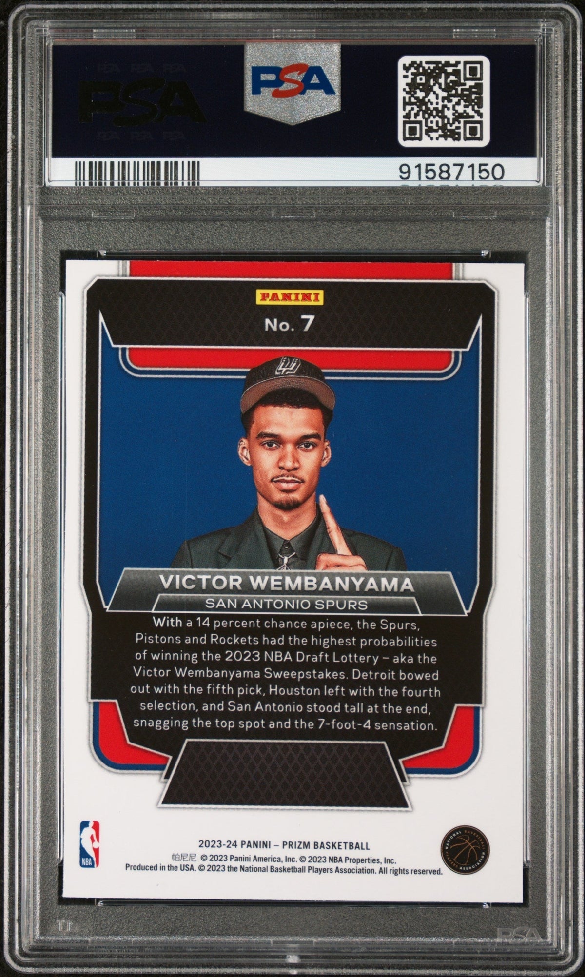 2023 Panini Prizm Luck Of The Lottery Victor Wembanyama PSA 8