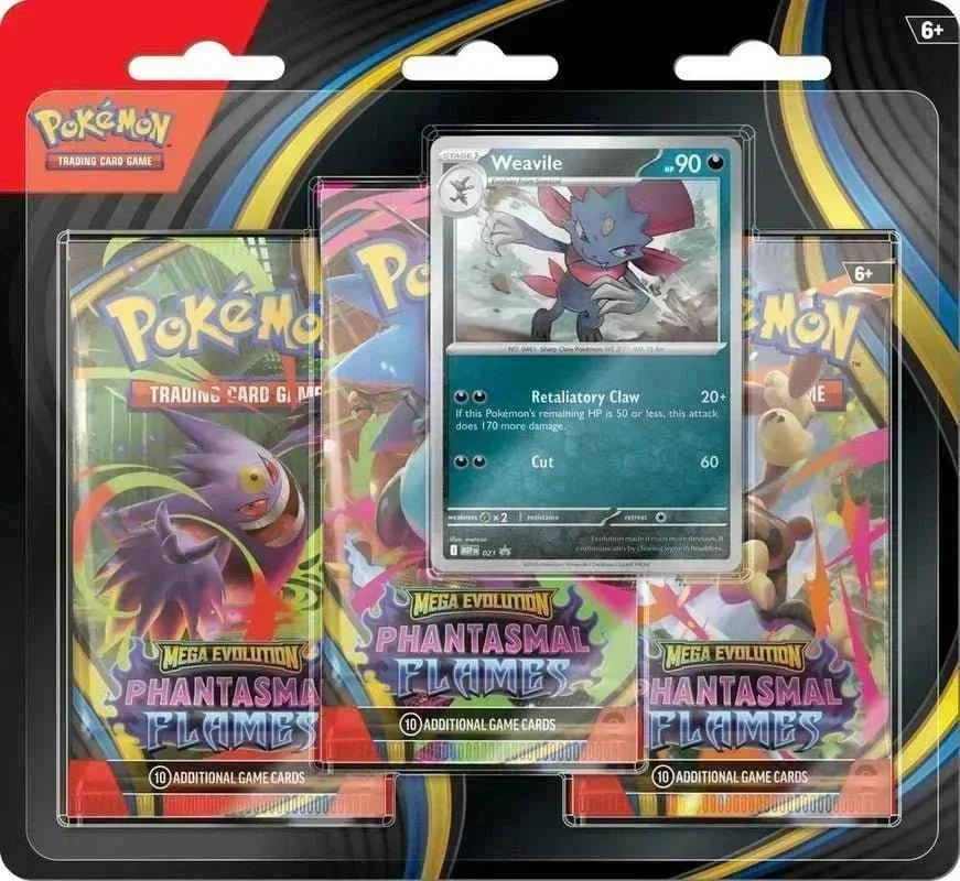 Pokemon TCG: Mega Evolution - Phantasmal Flames 3-Pack Blister (Weavile)
